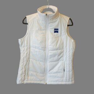 Port Authority White Sleeveless Puffer Vest Pockets Ladies M J709 + Zeiss Logo